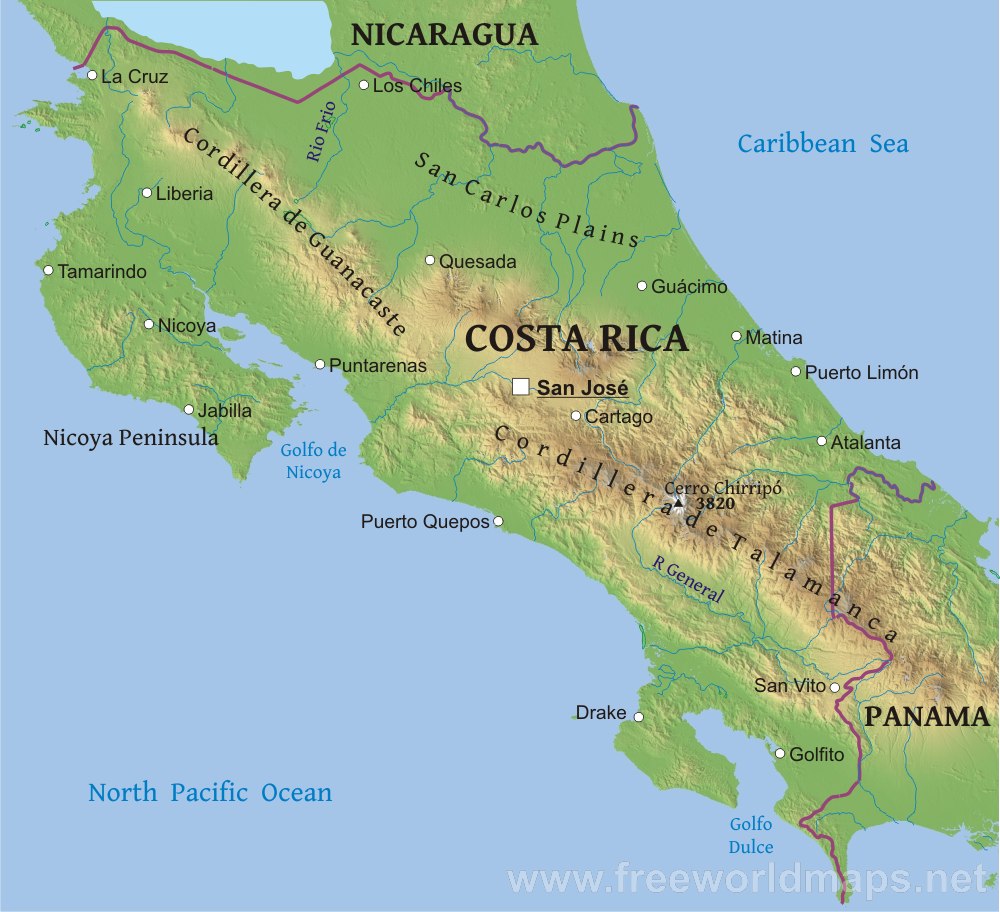 costarica-map-physical